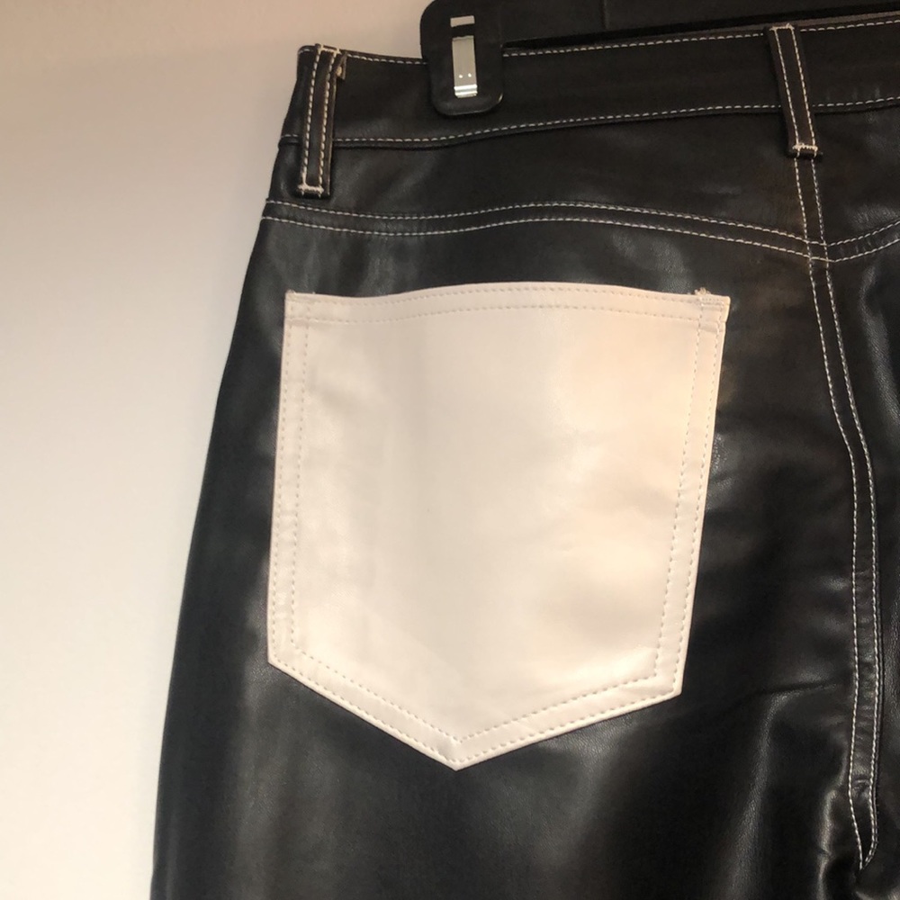 NWT Fashion Nova XL faux black leather with white pockets on the back - Picture 3 of 6